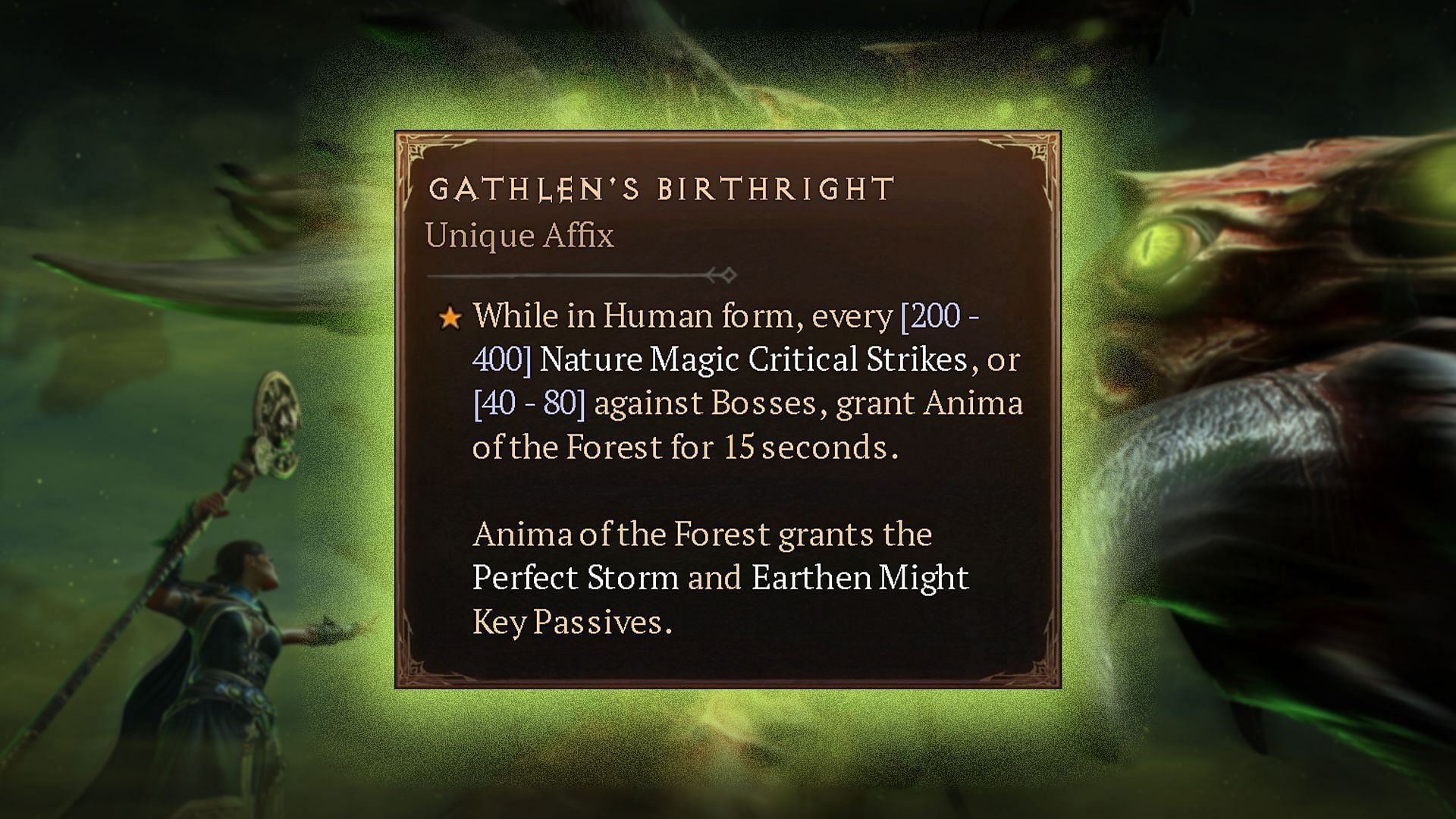 Unique Effects of Gathlen’s Birthright (Image via Blizzard Entertainment)